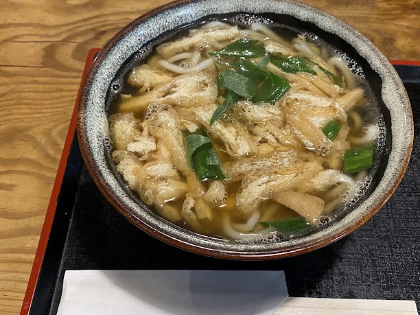 Udon with fried tofu, serving inspiration